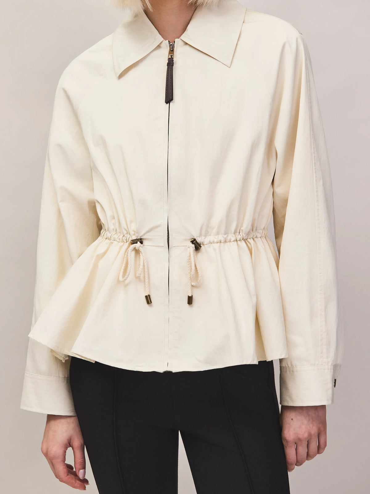 Cream drawstring waist jacket