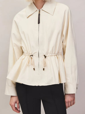 Cream drawstring waist jacket