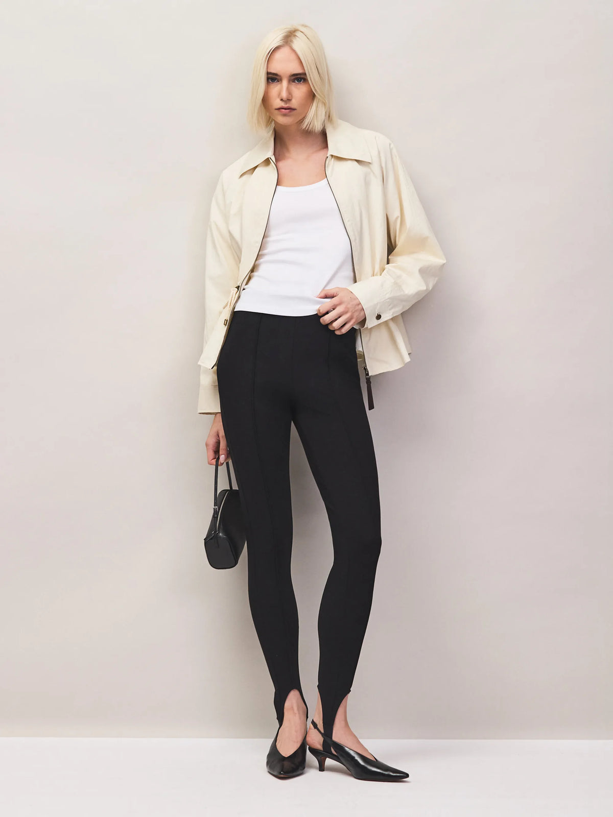 Cream drawstring waist jacket