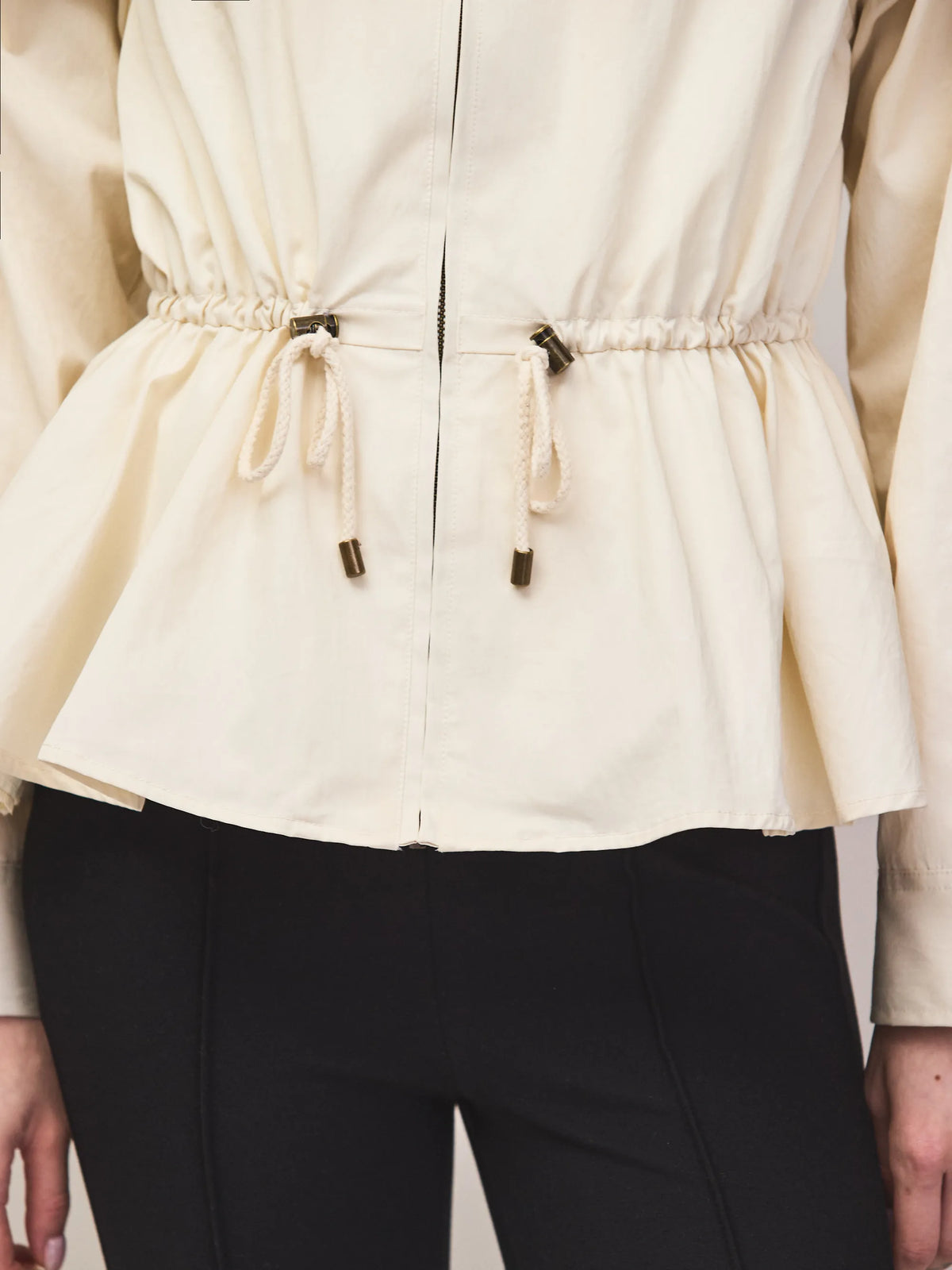 Cream drawstring waist jacket