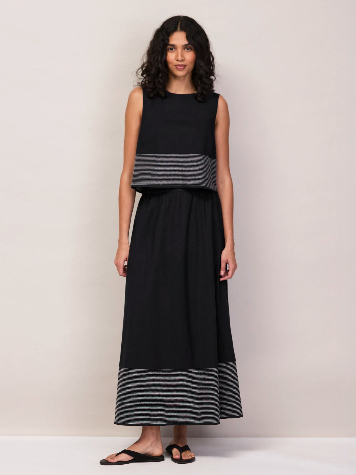 Petite Black Contrast Stitch Maxi Skirt