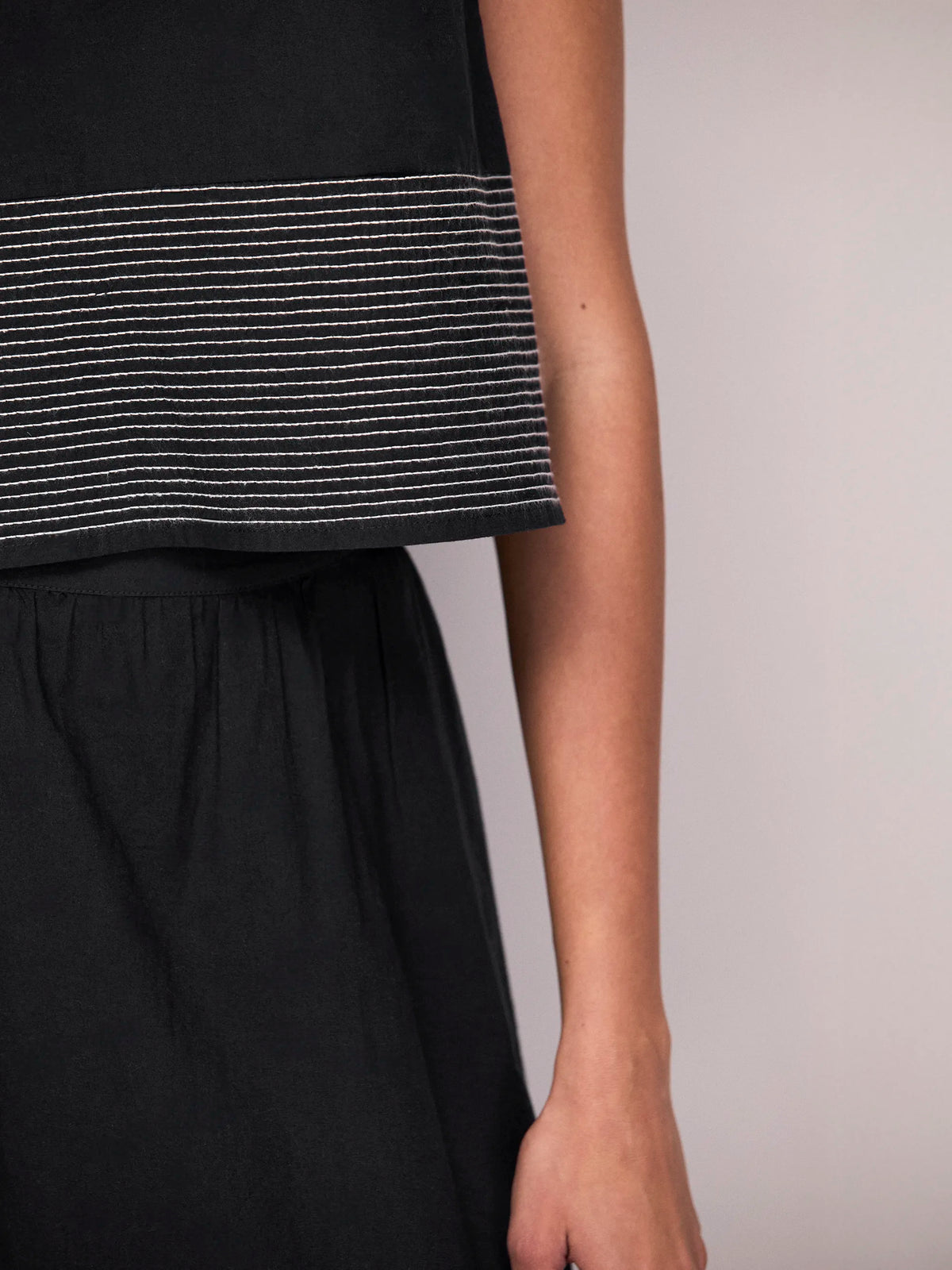 Petite Black Contrast Stitch Maxi Skirt
