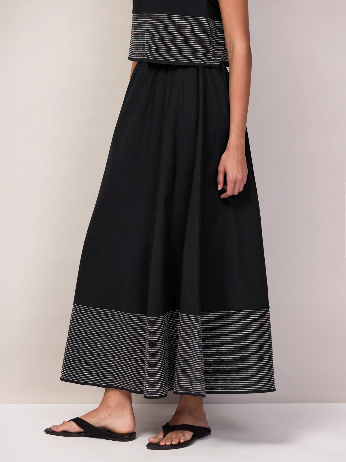 Petite Black Contrast Stitch Maxi Skirt
