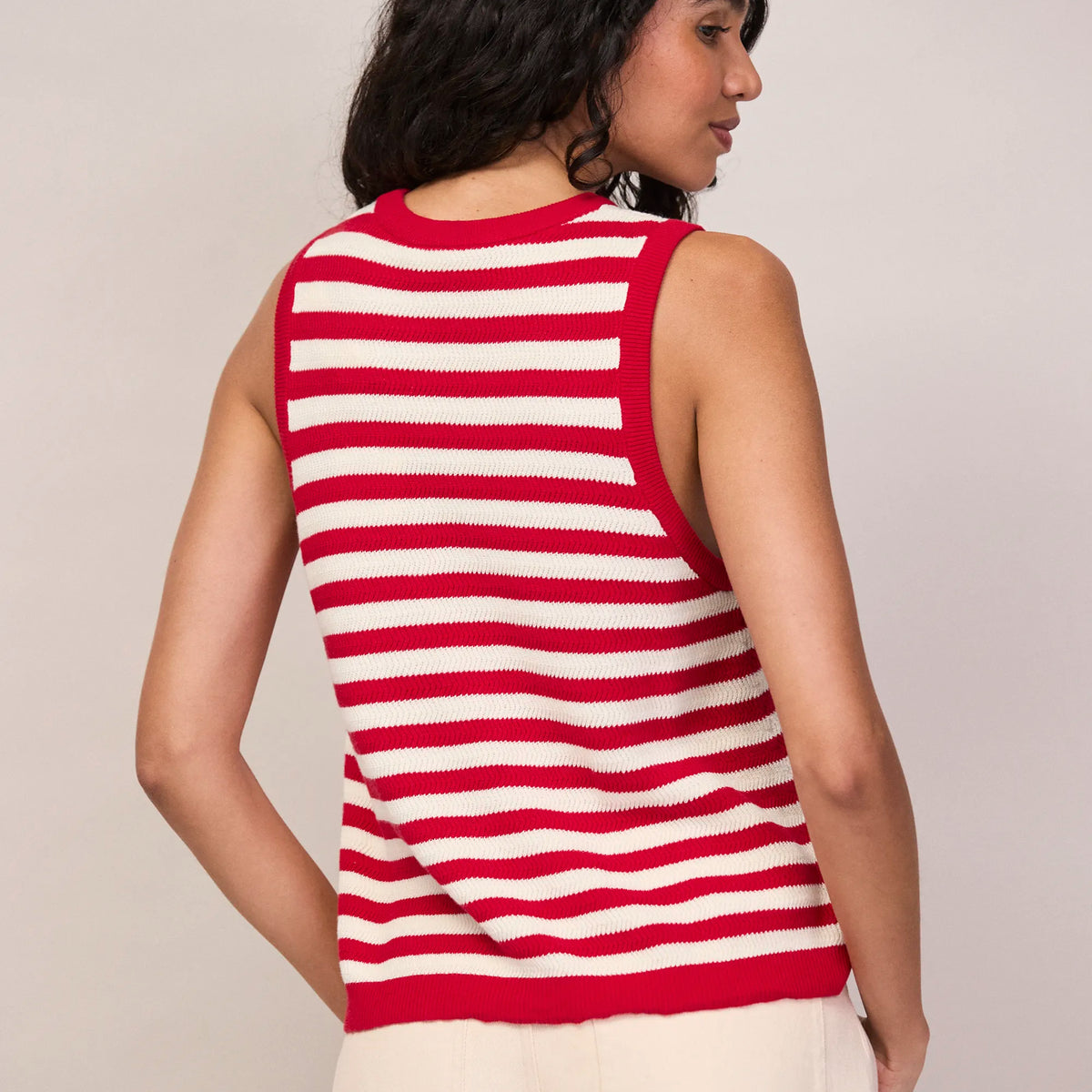 Red Stripe Cotton Knit Shell Top – Ro&Zo