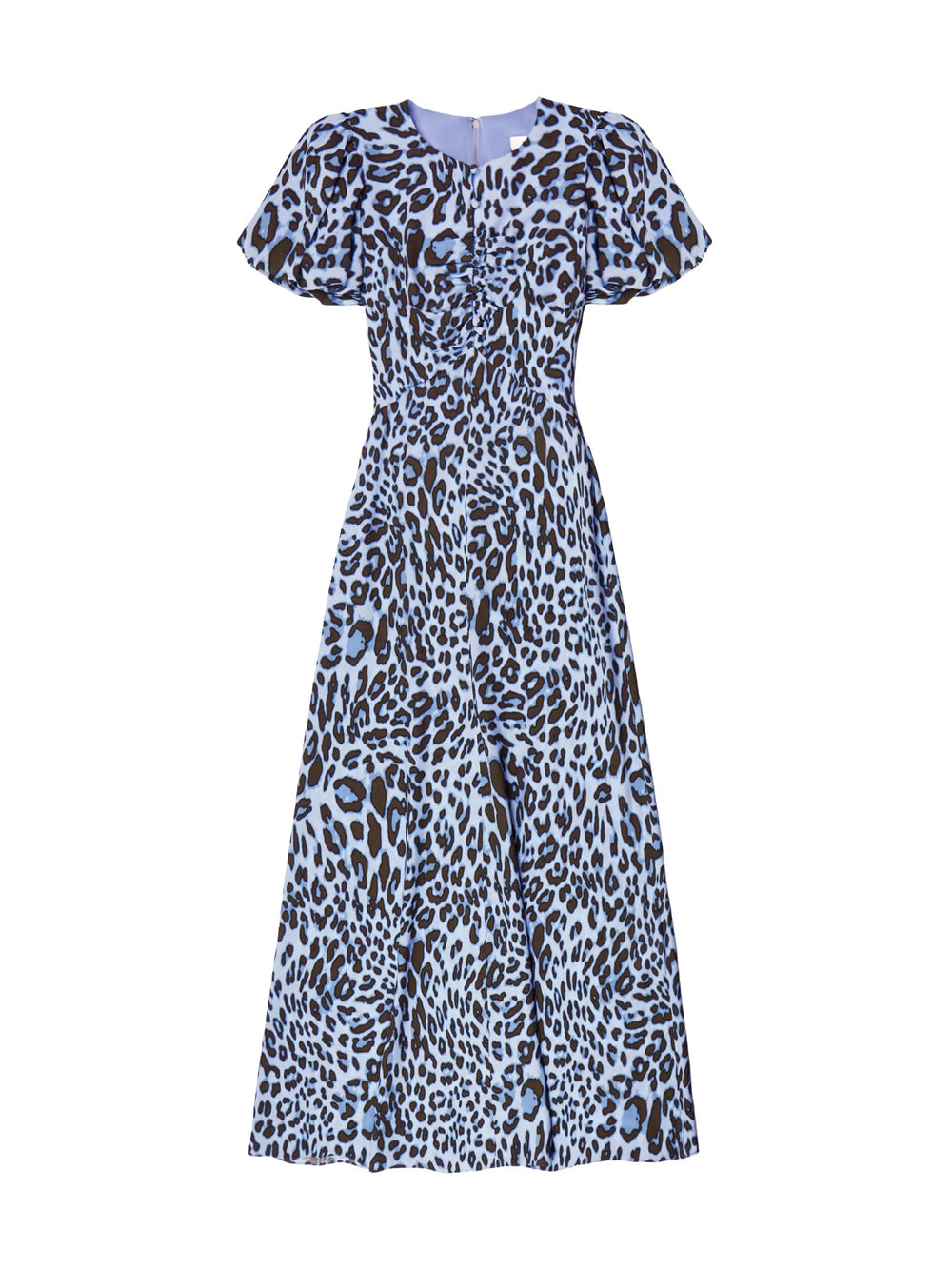 Blue Leopard-Print Button-Detail Dress Ro&Zo Blue Leopard-Print Button-Detail Dress Ro&Zo