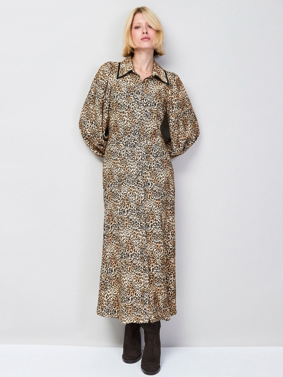 Petite Leopard-Print Shirt Dress