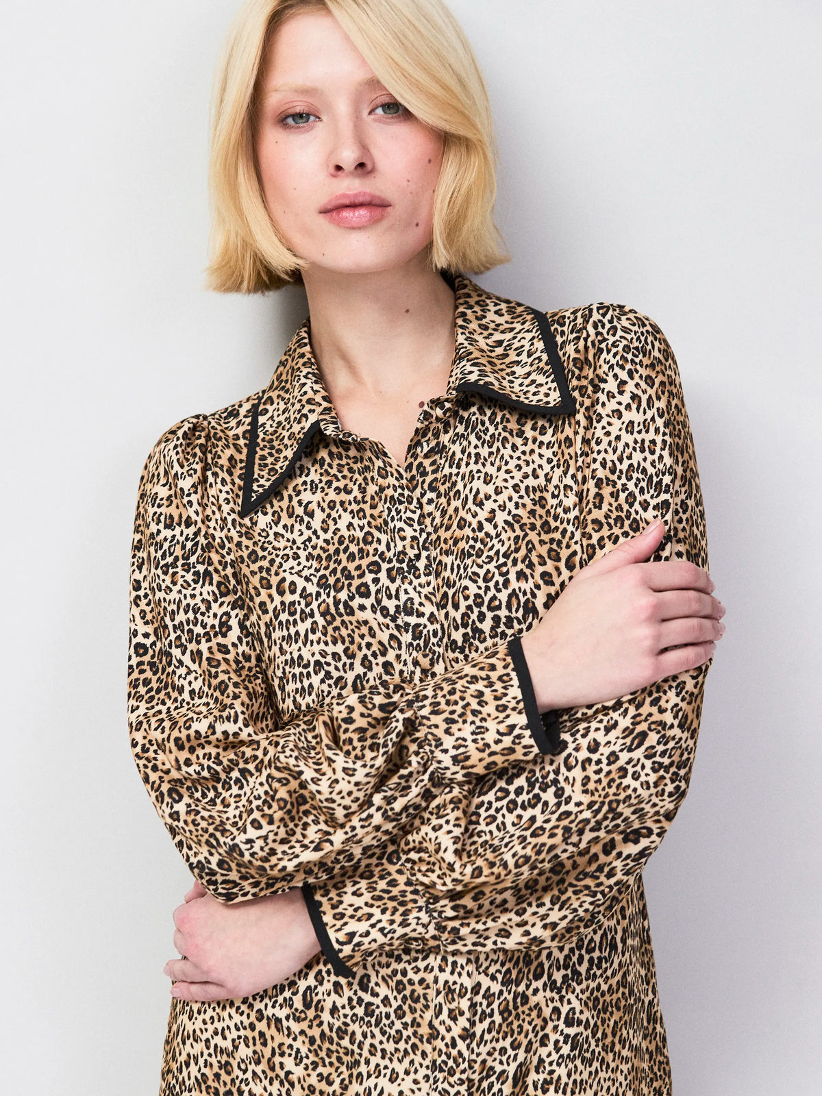Petite Leopard-Print Shirt Dress