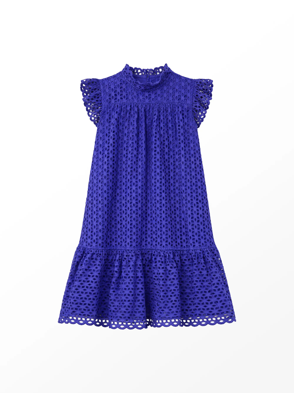 Petite Blue Broderie Anglaise Cotton Mini Dress Ro&Zo Petite Blue Broderie Anglaise Cotton Mini Dress Ro&Zo