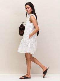 White Broderie Mini Dress Cotton