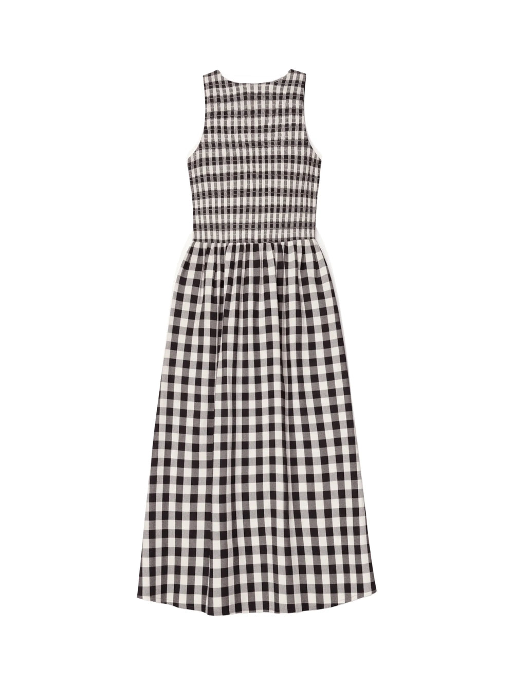 Mono Gingham Cotton and Linen-Blend Shirred Midi Dress – Ro&Zo Mono Gingham Cotton and Linen-Blend Shirred Midi Dress – Ro&Zo