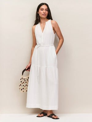 Ivory Cheesecloth Rope Belt Dress Resort