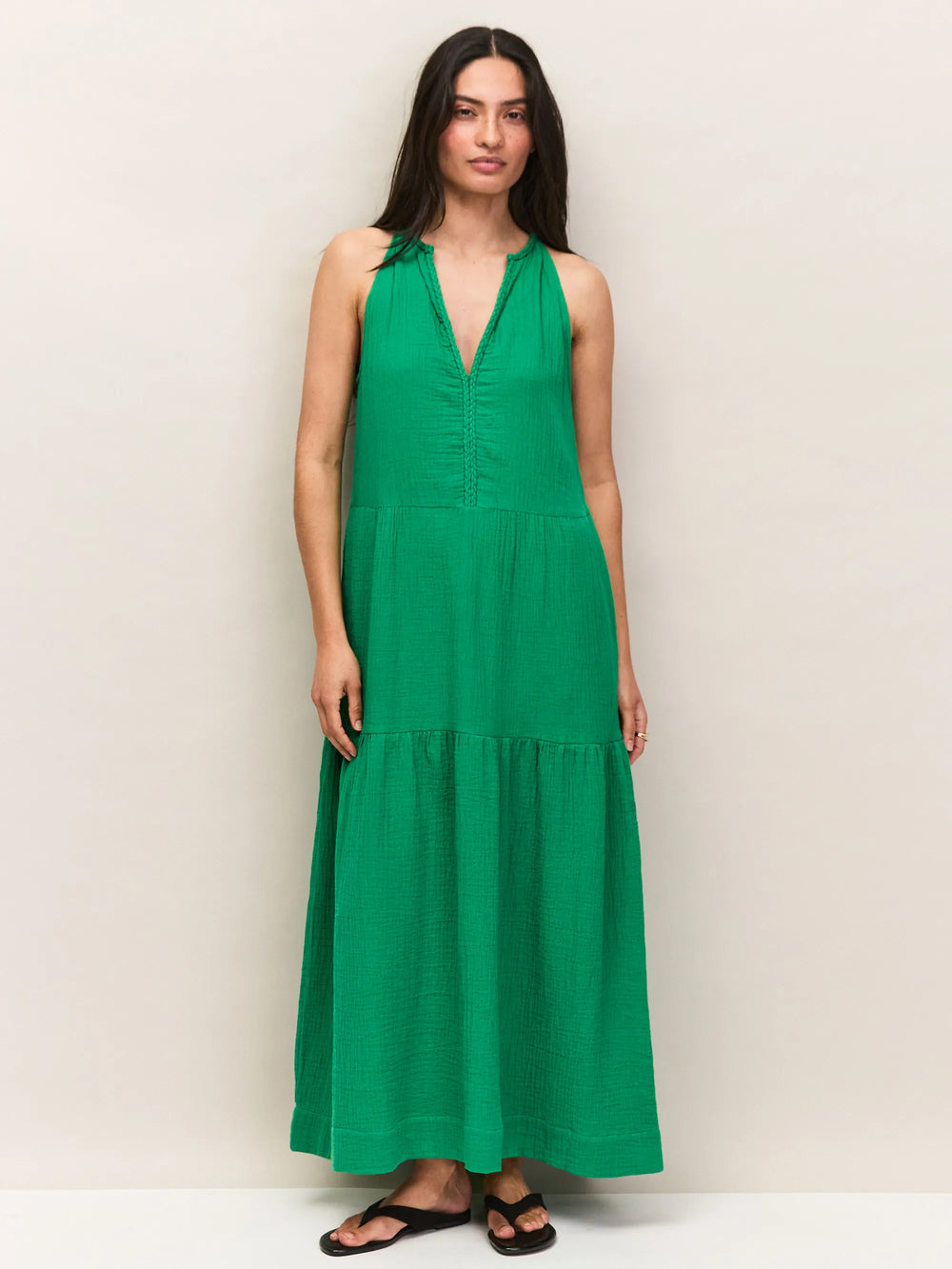 Green Cheesecloth Rope Belt Dress  Ro&Zo