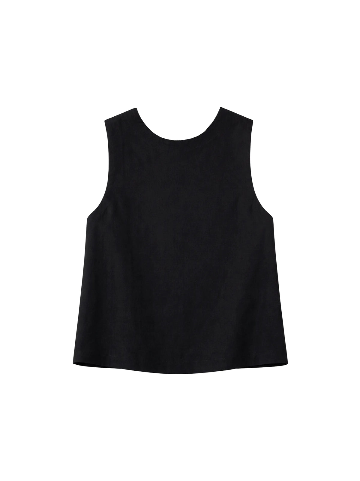 Black cropped sleeveless top with statement twist back detail