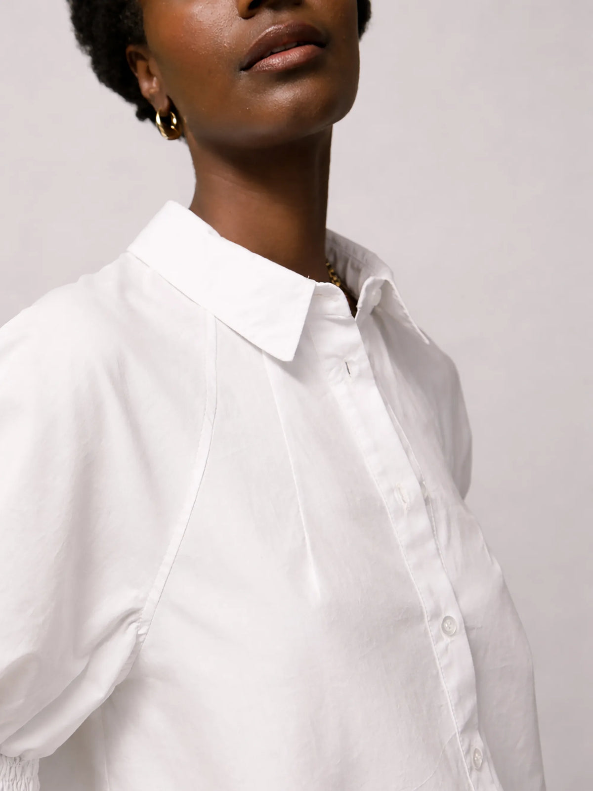 White Cotton Poplin Short Sleeve Shirt