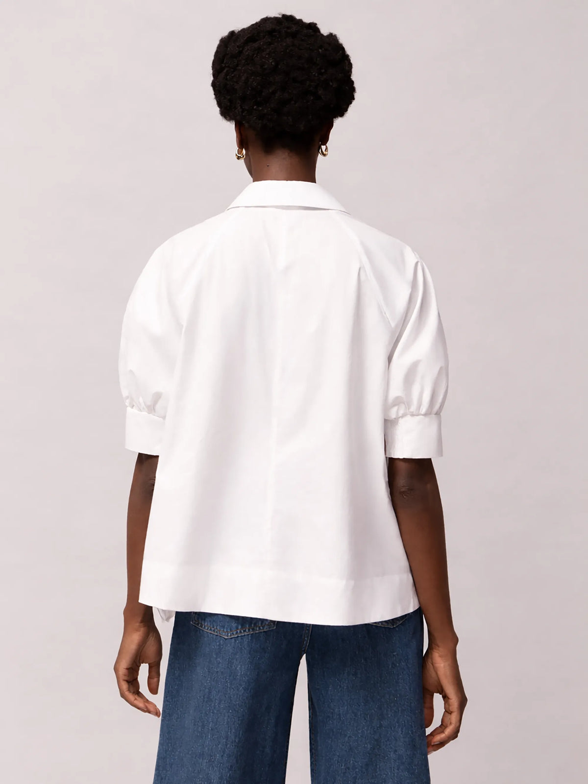 White Cotton Poplin Short Sleeve Shirt
