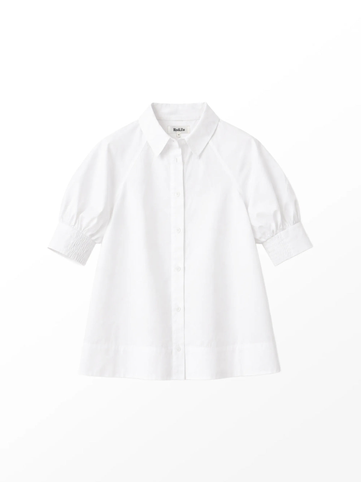 White Cotton Poplin Short Sleeve Shirt
