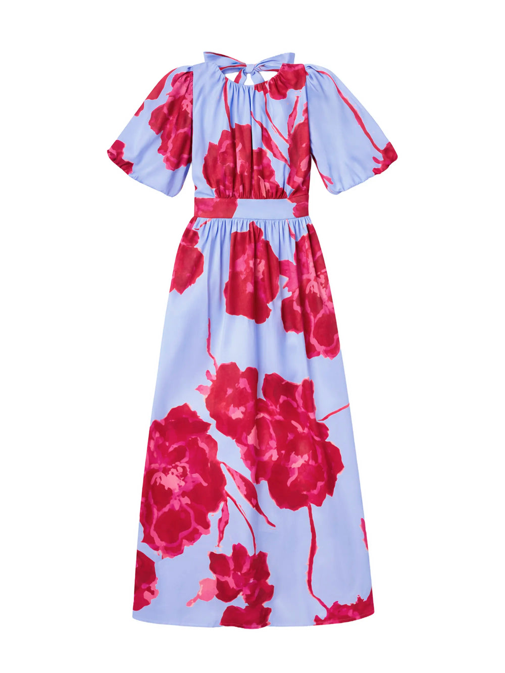 Petite Seraphina Pink And Blue Floral Puff Sleeve Dress Ro&Zo Petite Seraphina Pink And Blue Floral Puff Sleeve Dress Ro&Zo