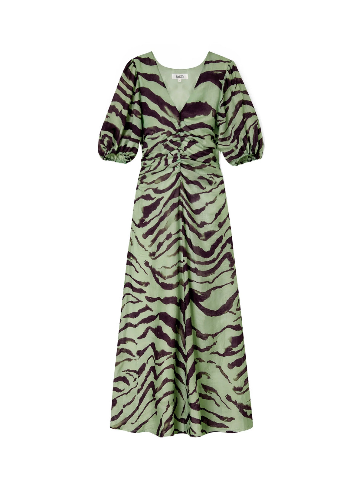 Chloe Green Zebra Print Puff Sleeve Dress