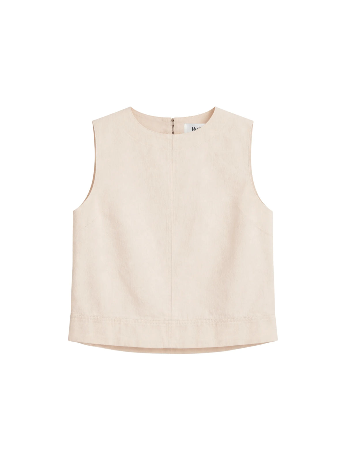 Ecru cotton twill sleeveless shell top product image