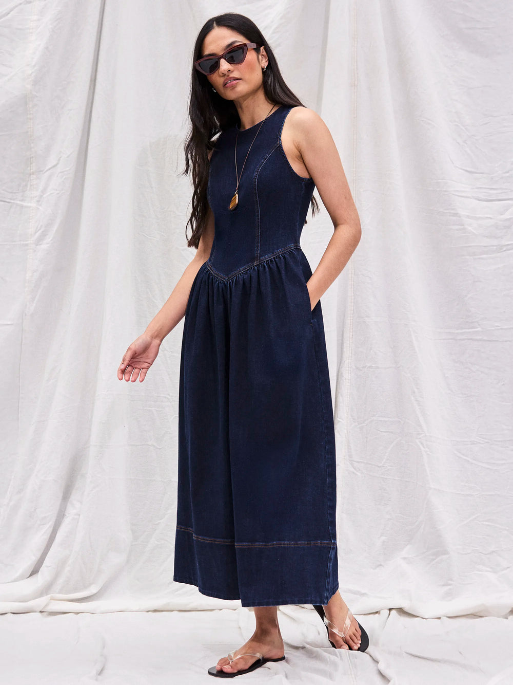 Indigo Denim Racer Midi Dress – Ro&Zo