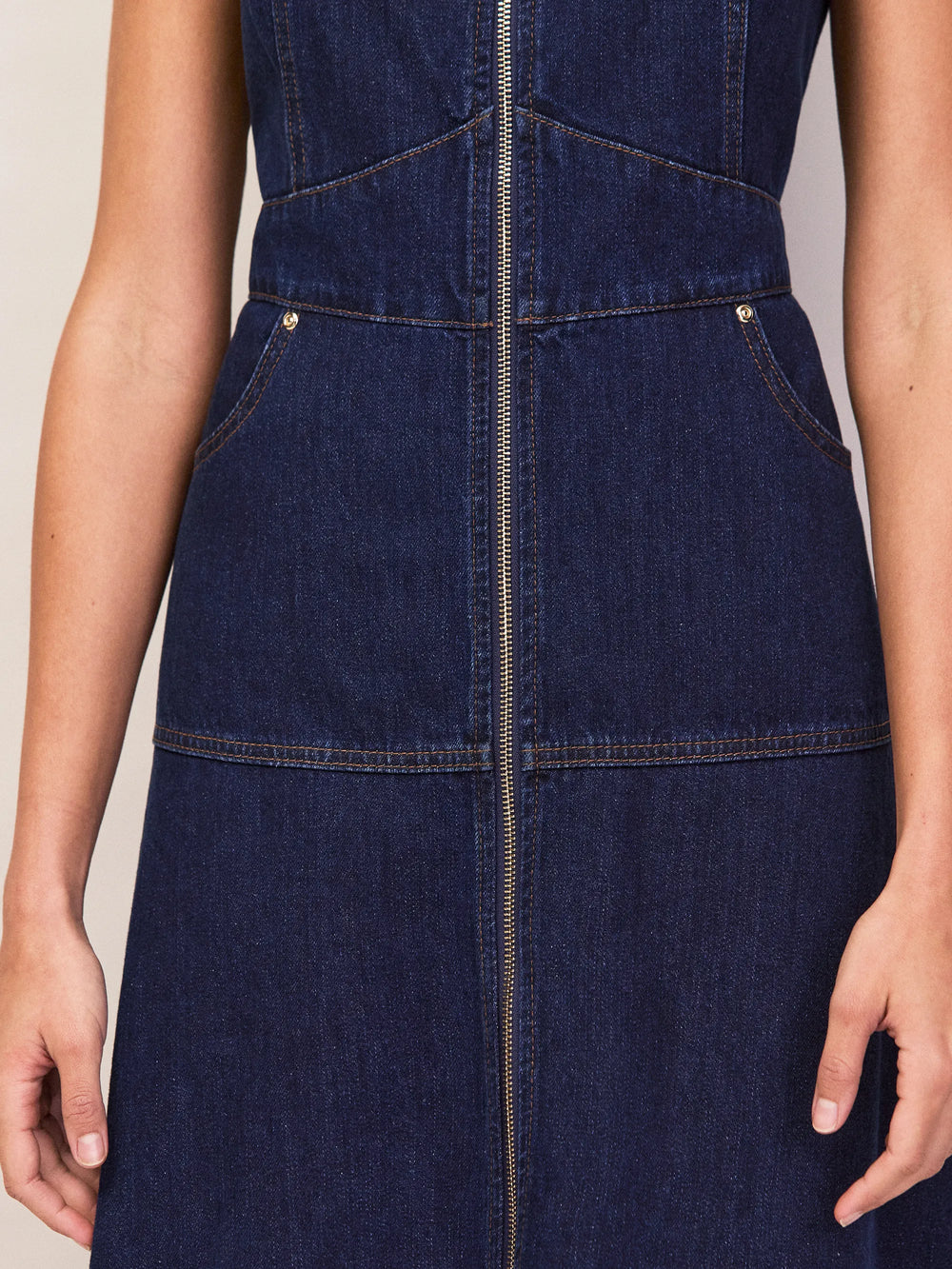 ro&zo denim dress Ecru V-Neck Denim Maxi Dress Ro&Zo
