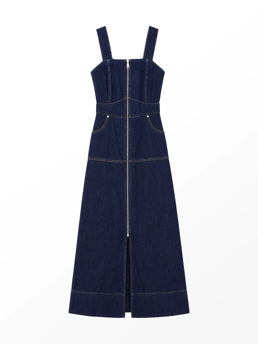 ro&zo denim dress Blue Denim Puff Sleeve Midi Dress Ro&Zo