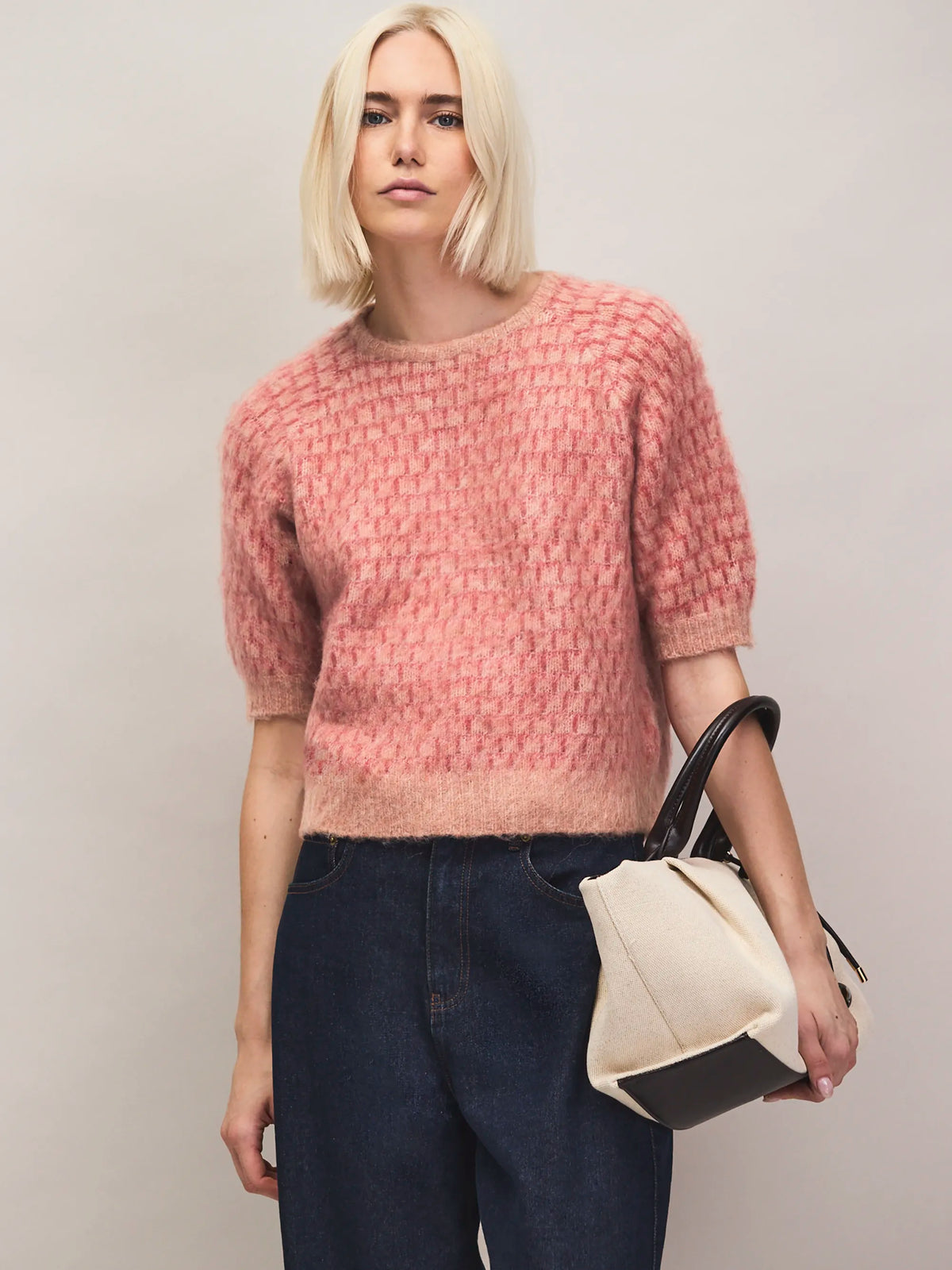 Red Stitch Brushed Knit Top With Wool And Alpaca