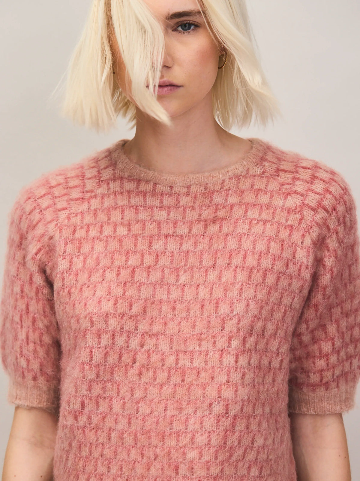 Red Stitch Brushed Knit Top With Wool And Alpaca