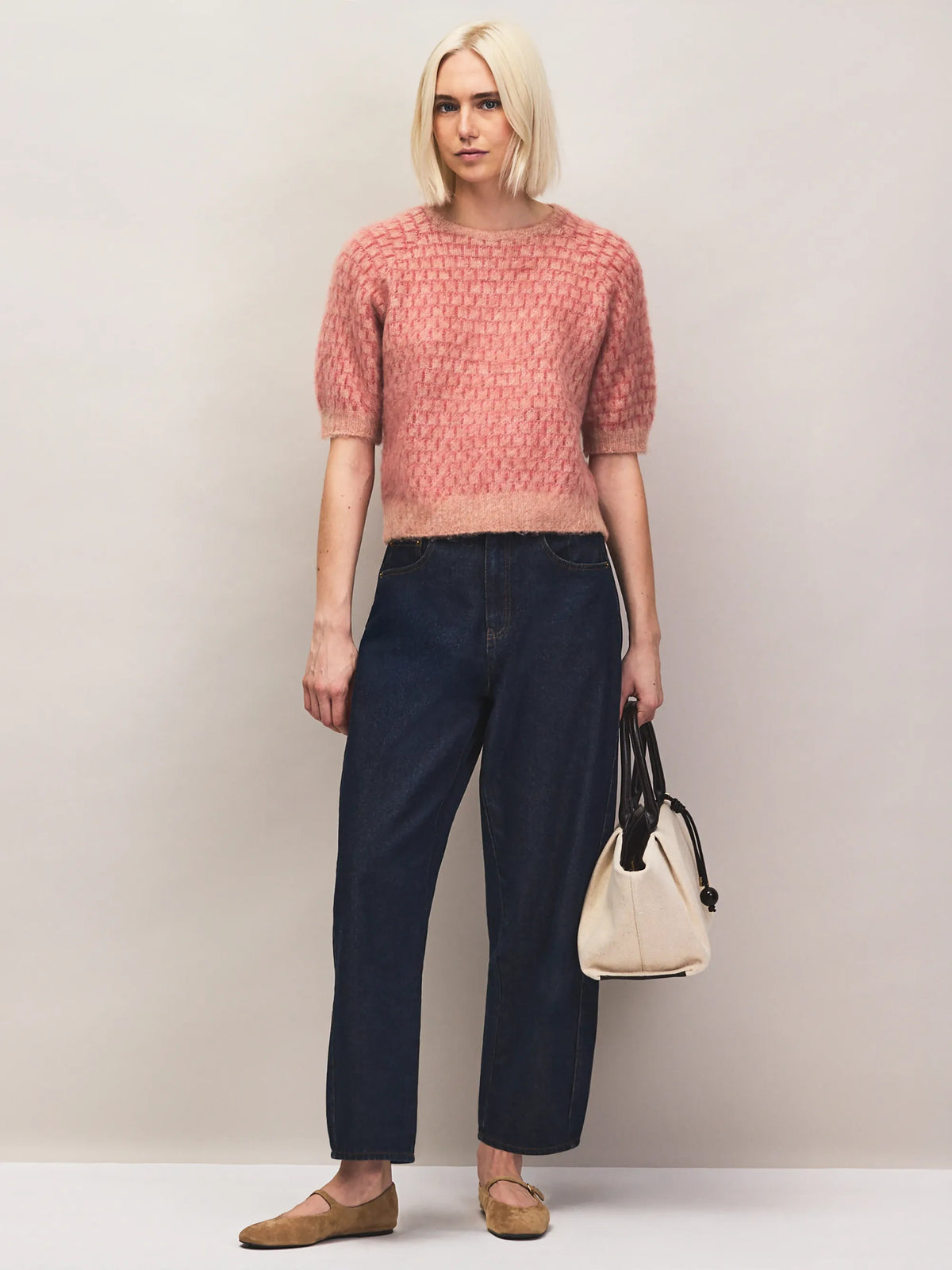 Red Stitch Brushed Knit Top With Wool And Alpaca