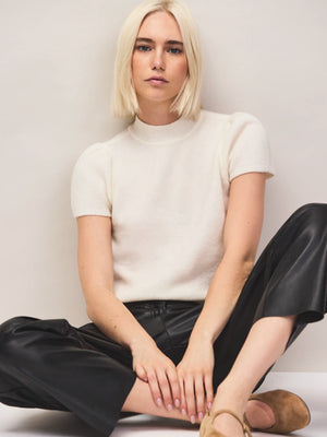 Ivory wool alpaca knit top