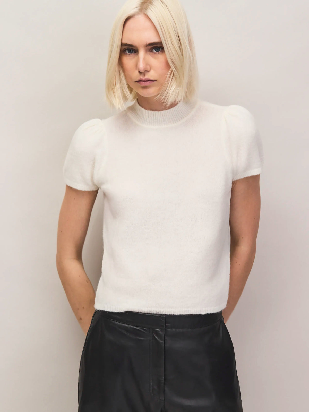 Ivory wool alpaca knit top