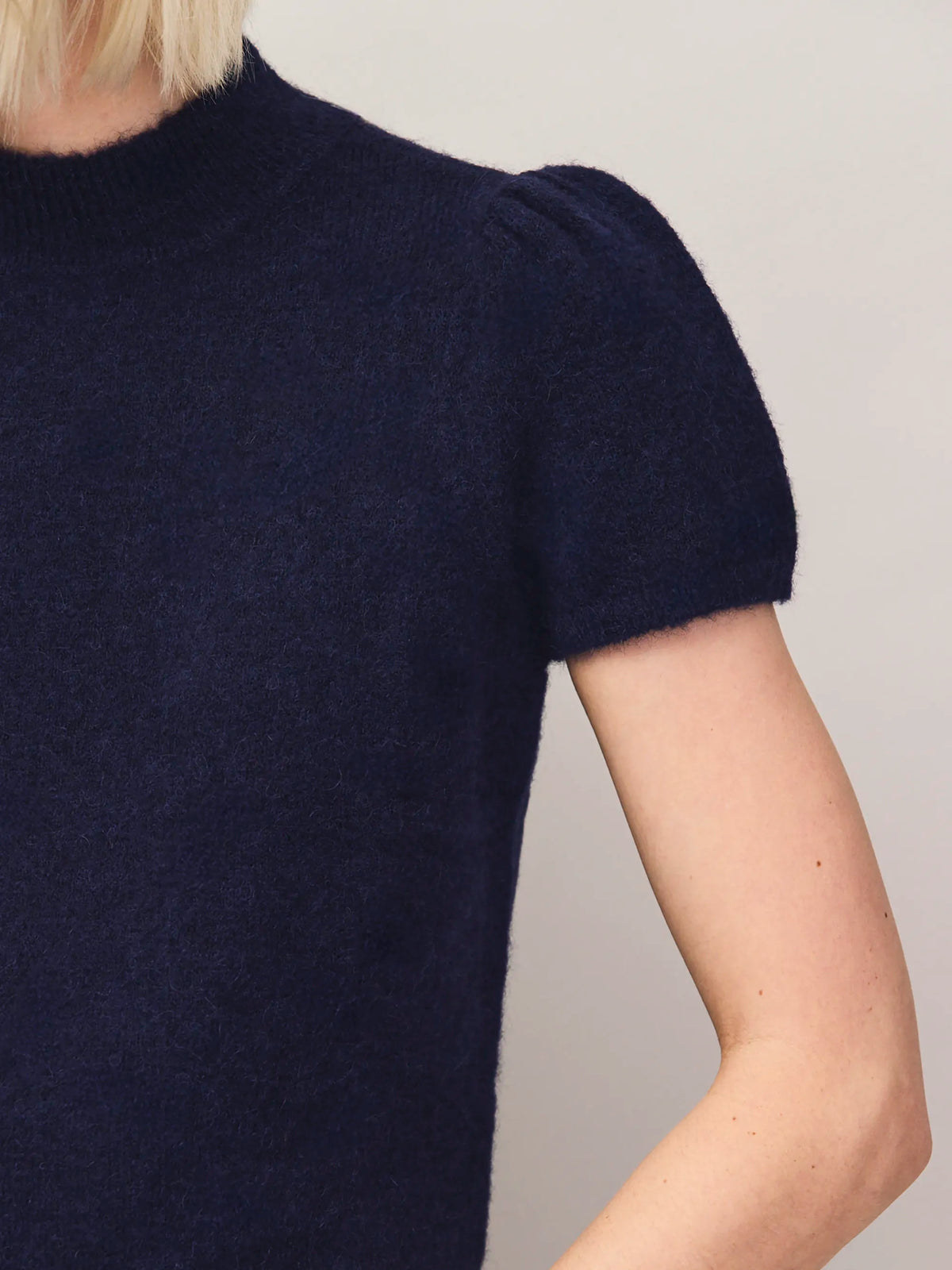 Navy wool alpaca knit top