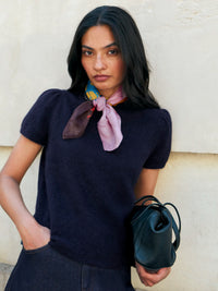 Navy wool alpaca knit top