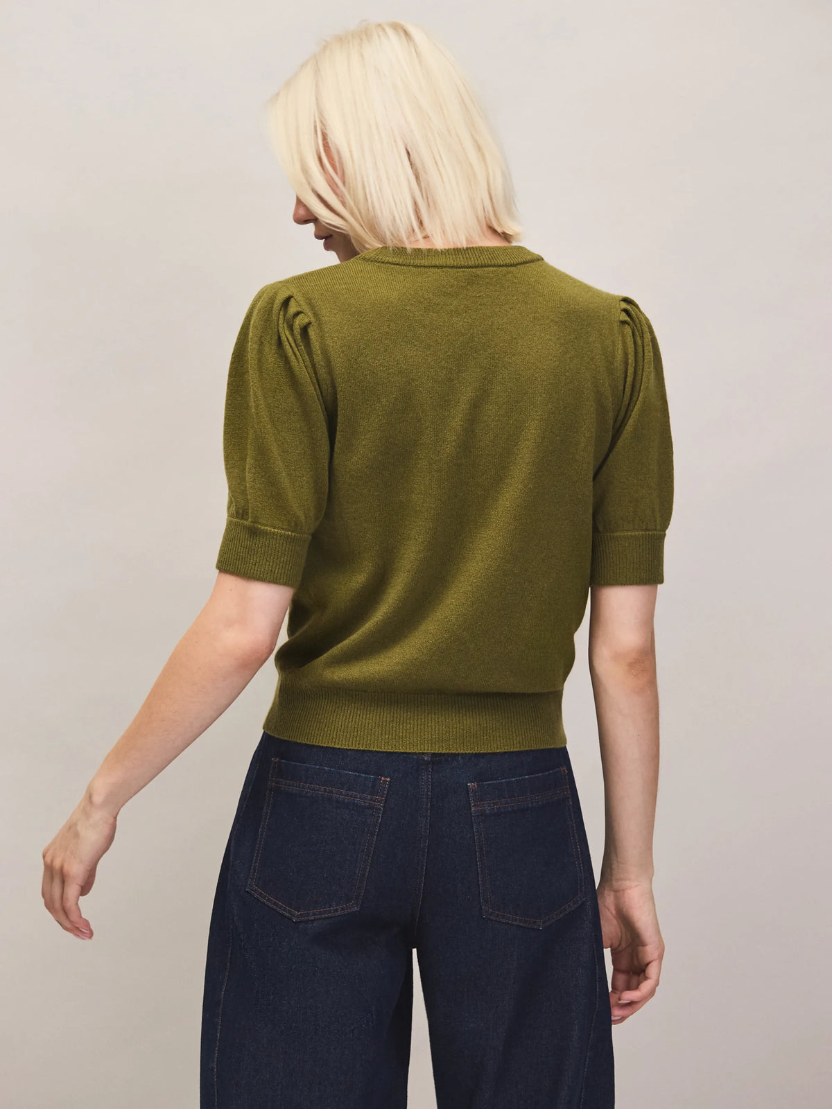 Olive Knit Jumper With Cashmere And Wool