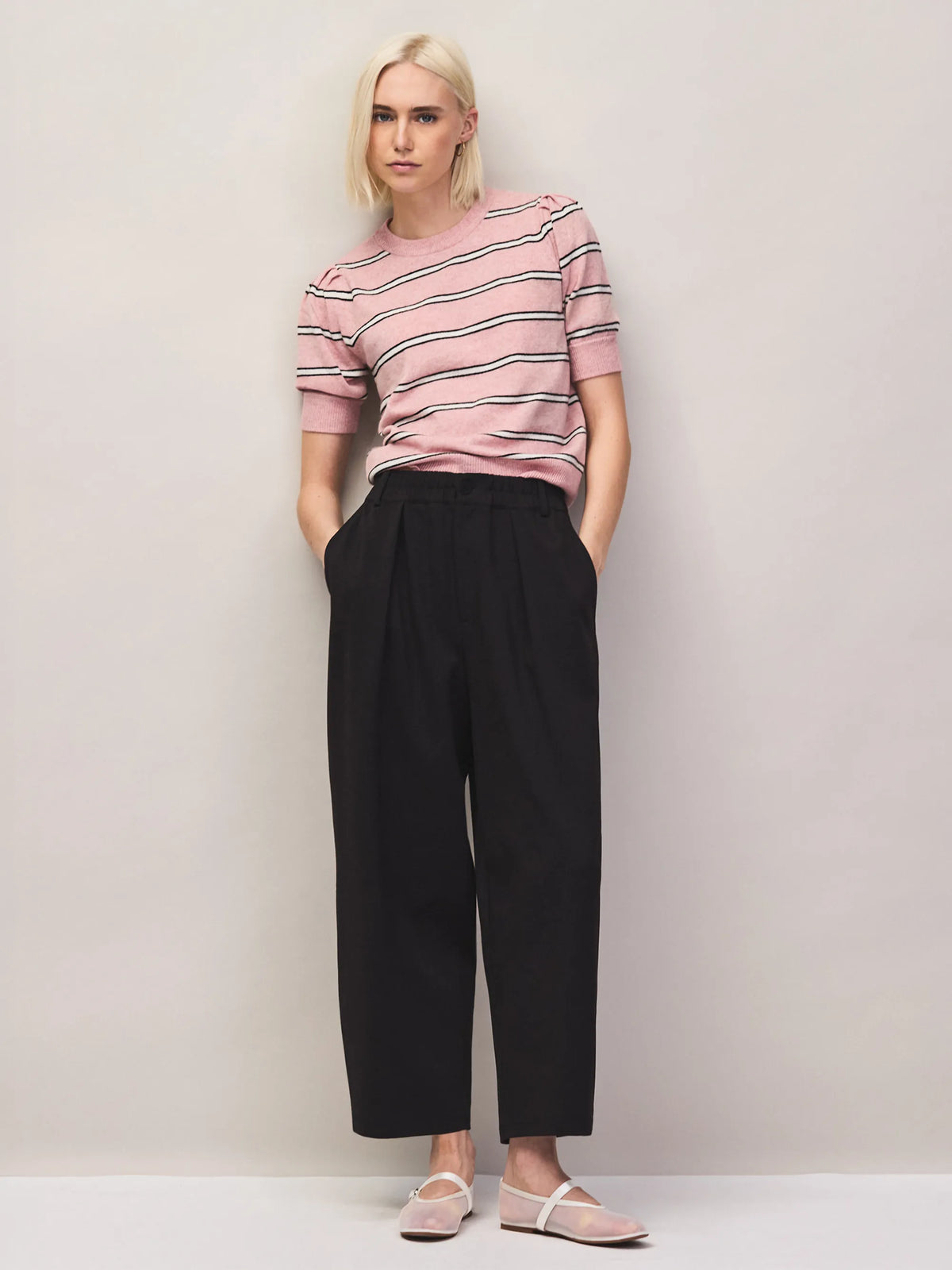 Pink stripe cashmere wool jumper