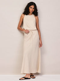 Natural Linen Blend Bias Skirt