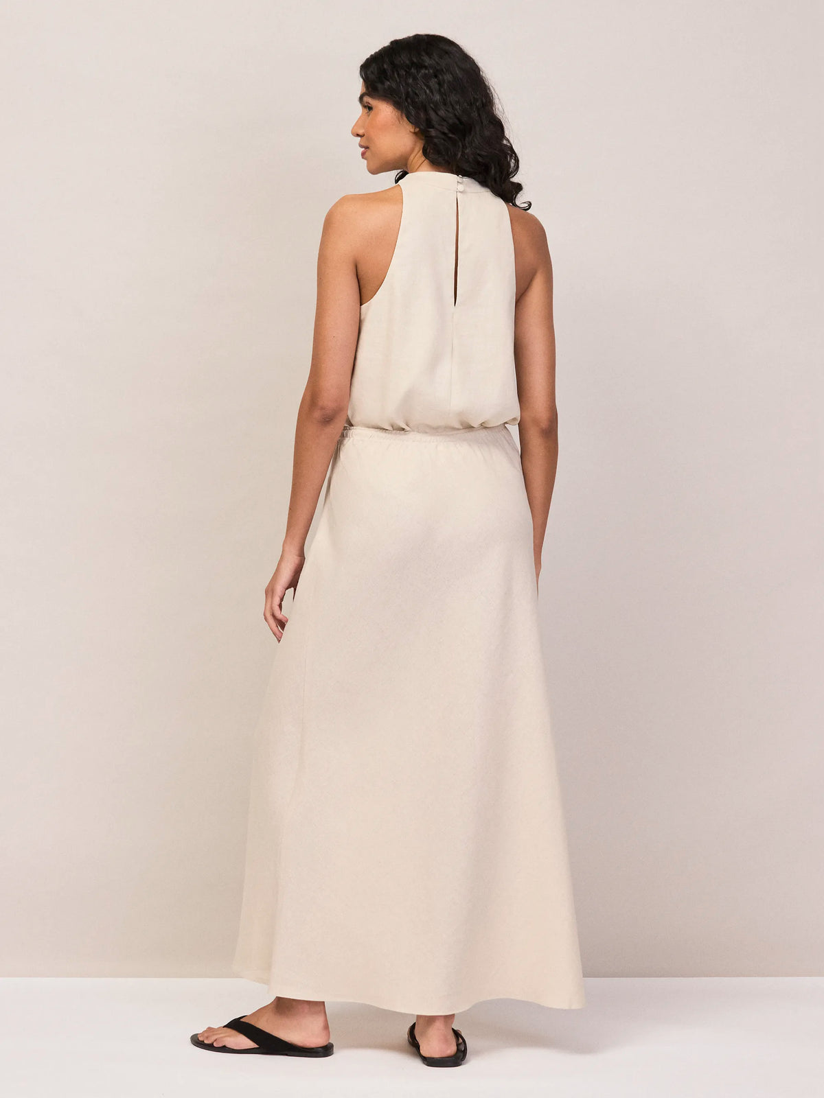 Natural Linen Blend Bias Skirt