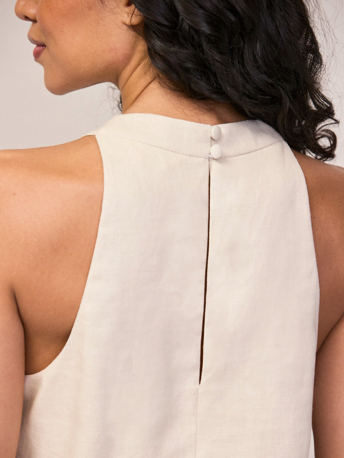 Natural Linen Blend Halter Top