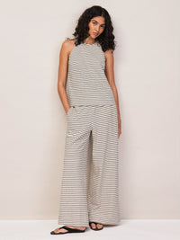 Black and White Stripe Cotton-Jersey Trousers