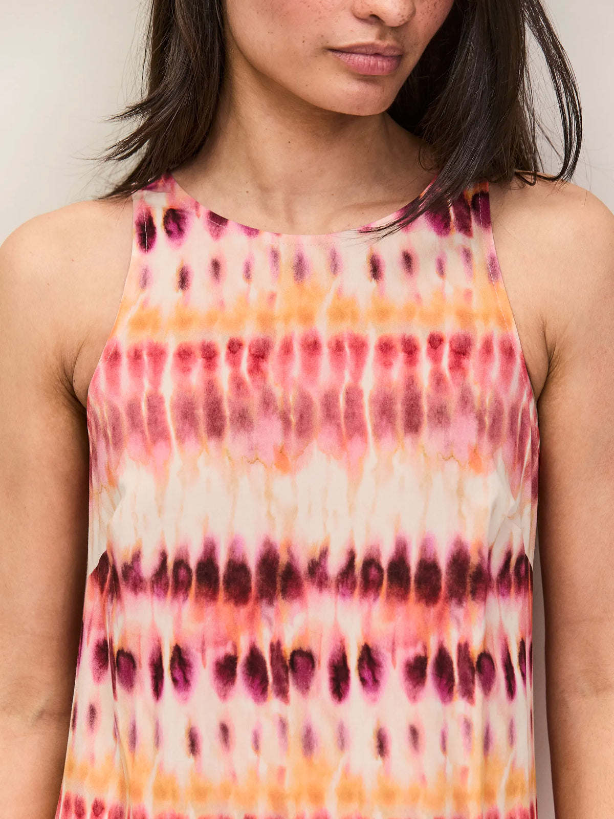Pink Tie Dye Print Dress Resort Holiday