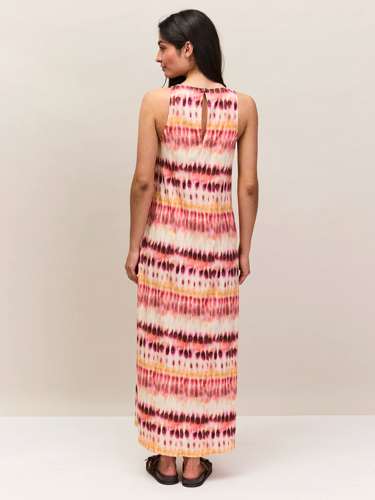 Pink Tie Dye Print Dress Resort Holiday