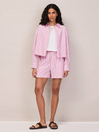 Pink Stripe Cotton Shorts