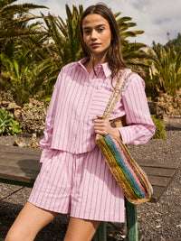 Pink Stripe Cotton Shorts