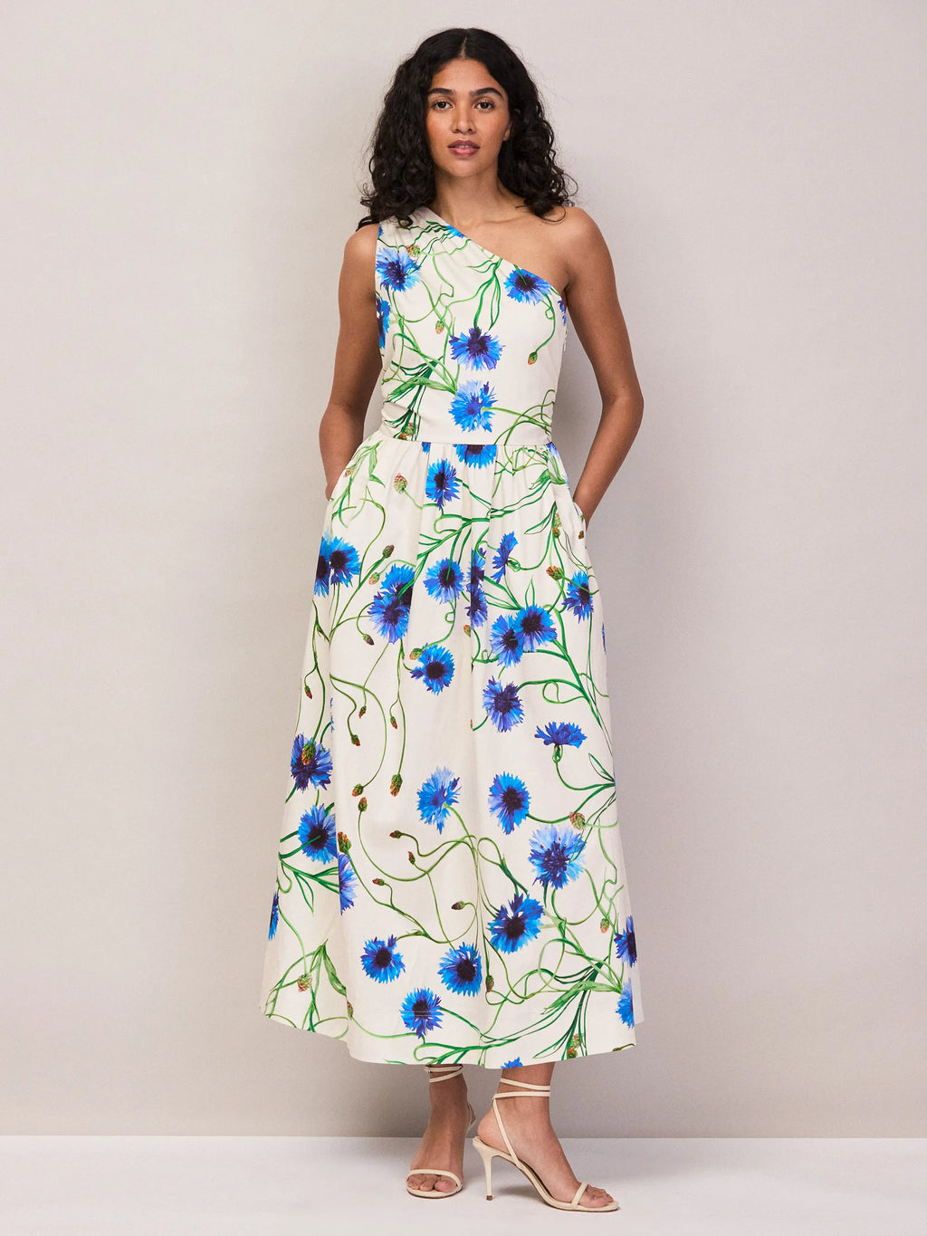 Aubrey Clematis Print One Shoulder Dress – Ro&Zo