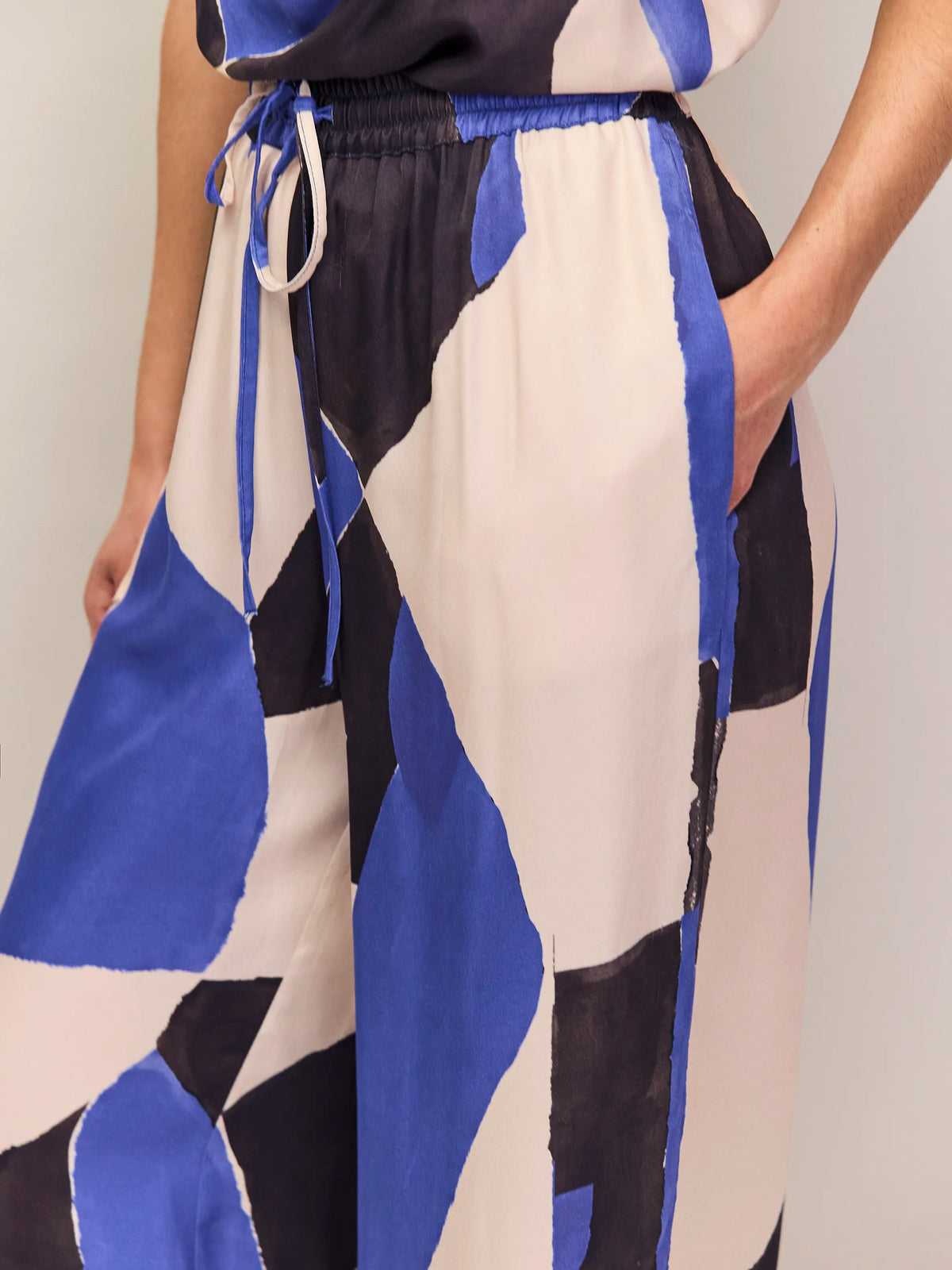 Blue Abstract Print Trousers