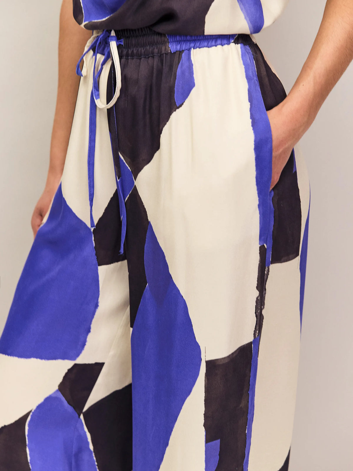Blue Abstract Print Trousers
