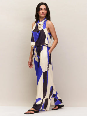 Blue Abstract Print Trousers