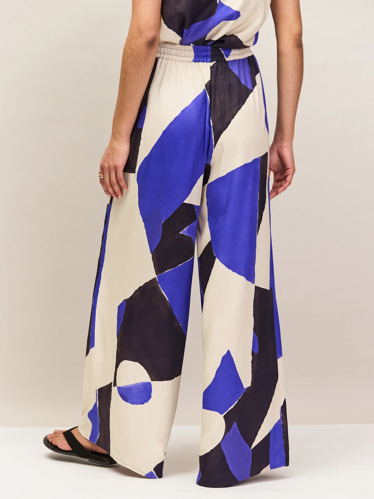 Blue Abstract Print Trousers