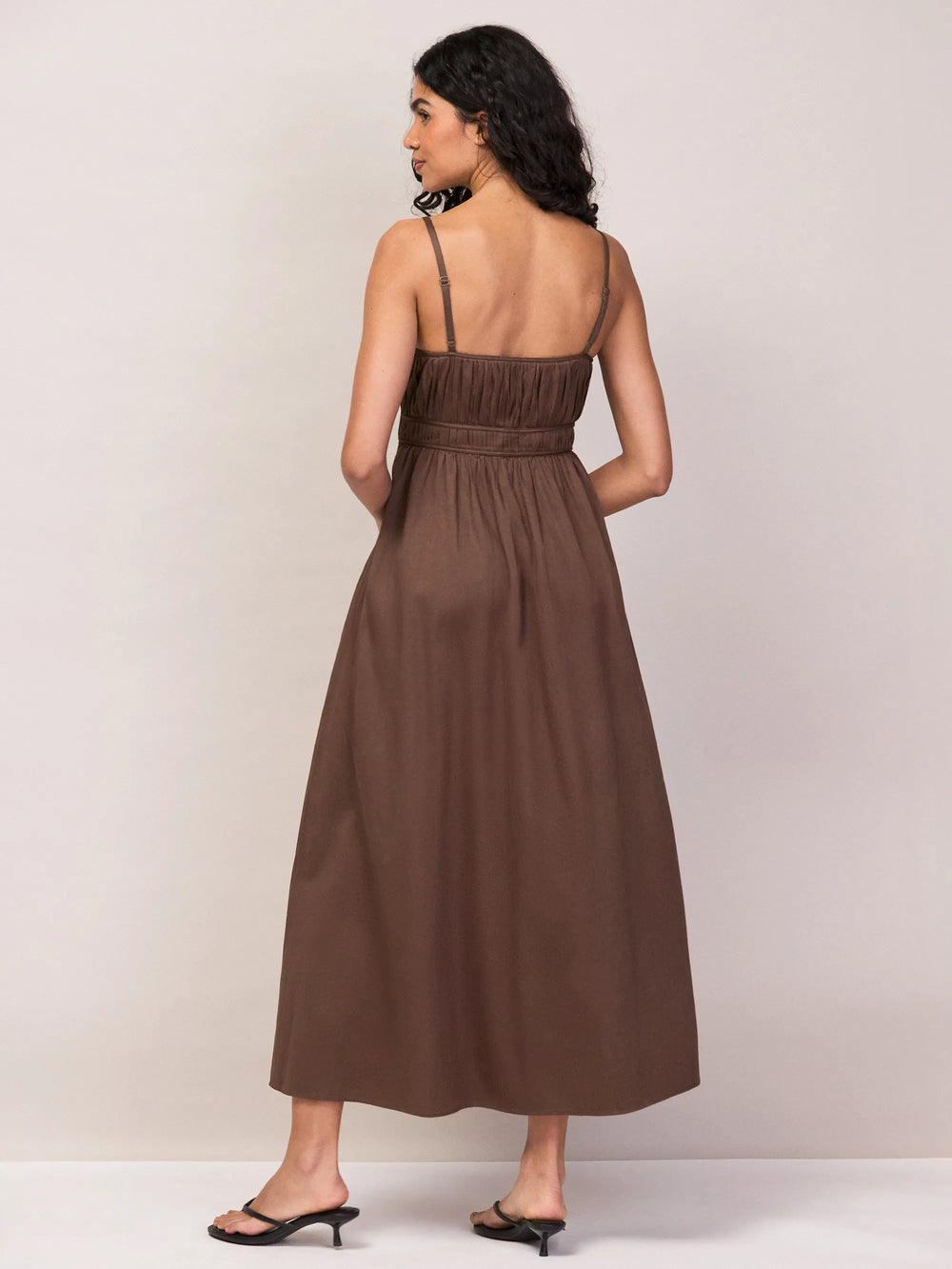 chocolate ruched midi dress Plus Size High Slit Strapless Mesh Straight, Pretty Lady Midi Dress in Chocolate, Size 2X, For GNO/Date Night