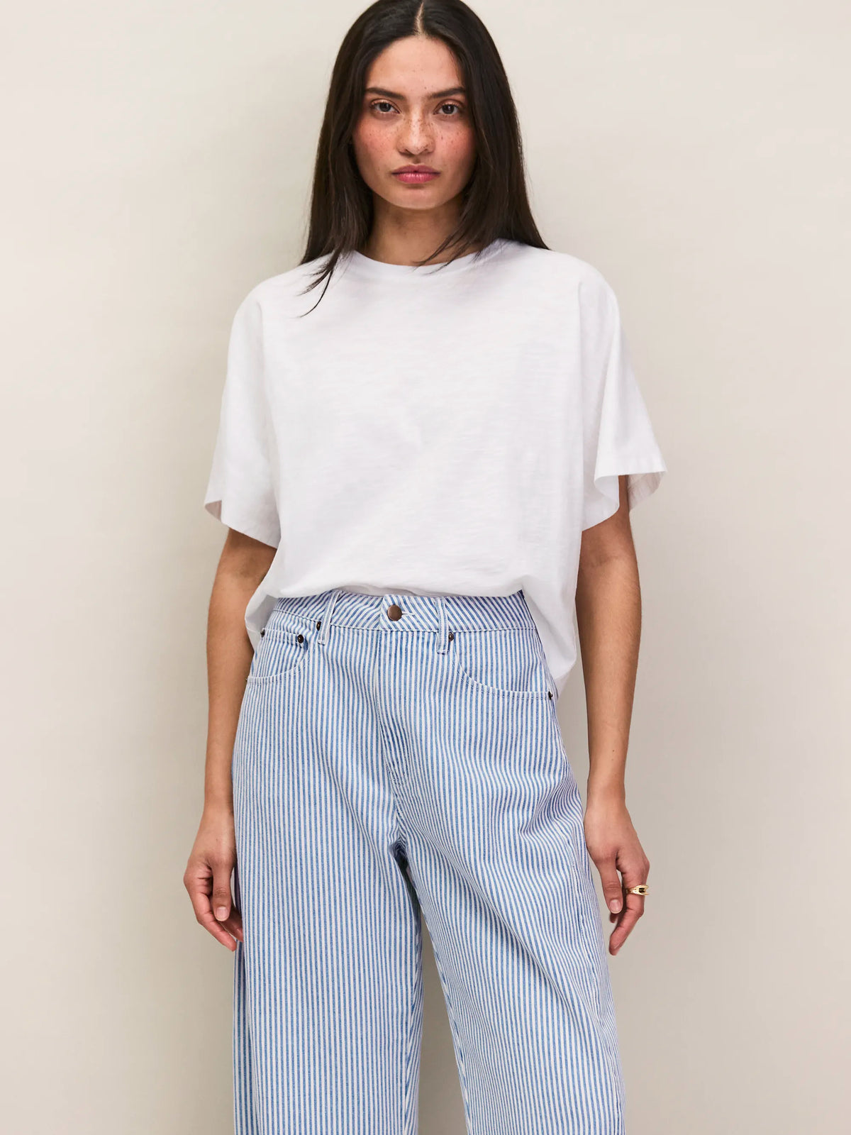White Slub Jersey Cropped Tee
